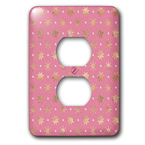 3dRose Pink and Image Of Gold Sailing Wheels In A Diamond. - Light Switch Covers -lsp-340316-6-