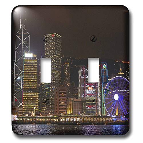 3dRose Danita Delimont - Hong Kong - Victoria Harbor, skyscrapers, Hong Kong Observation Wheel, Hong Kong. - double toggle switch -lsp-312676-2-