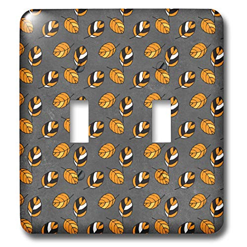 3dRose Cute Fall Orange and Black Leaf Pattern - Light Switch Covers -lsp-328145-2-