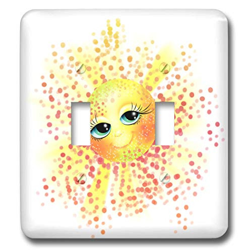3dRose Pretty Smiling Orange, Yellow, and Red Gradient Sun. - Light Switch Covers -lsp-340061-2-