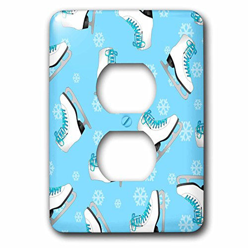 3dRose lsp-77478-6 Figure Skating Skate and Snowflake Print Ice Blue Light Switch Cover