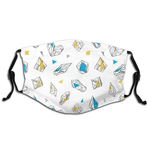 Activated carbon filter Windproof mask for Unisex,Geometric Crystal Figures With Triangles Circles Dimension Lines Print