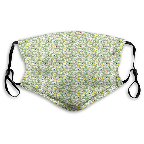 Fillter Cloth For Adults and kids,Daisy Flora Foliage Gardening Yard Cottage Nature Organic Bloom Design,Reusable Windproof Cloth Half Face Double Protection s Fillter Cloth For Adults and kids,Daisy Flora Foliage Gardening Yard Cottage Nature Organic Bloom Design,Reusable Windproof Cloth Half Face Double Protection s