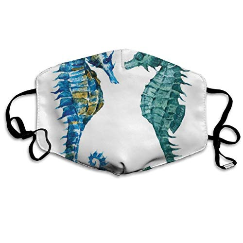 Fashion Windproof Mask Activated carbon filter Facial Decorations adult,Watercolor Inspired Retro Artwork Of Two Seahorse Figures Fashion Windproof Mask Activated carbon filter Facial Decorations adult,Watercolor Inspired Retro Artwork Of Two Seahorse Figures