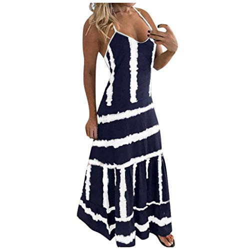 Womens Maxi Boho Tie-Dye Beach Sundress Ladies Loose Long Slip Dress Navy Womens Maxi Boho Tie-Dye Beach Sundress Ladies Loose Long Slip Dress Navy