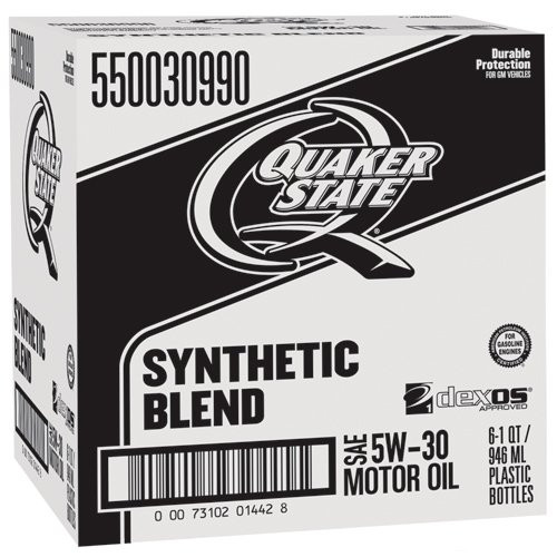 Quaker State 550030990-6PK-6PK Synthetic Blend 5W-30 Lubricant Motor Oil - 1 Quart, (Pack of 6) Quaker State 550030990-6PK-6PK Synthetic Blend 5W-30 Lubricant Motor Oil - 1 Quart, (Pack of 6)
