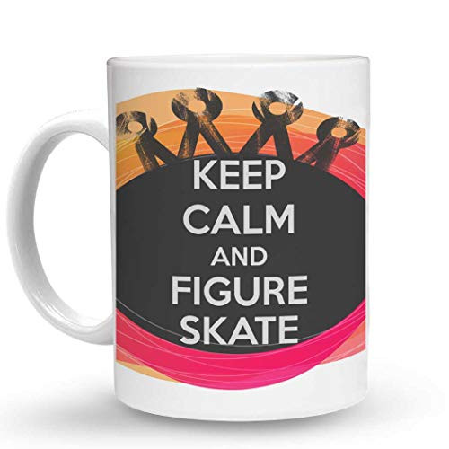 Makoroni - KEEP CALM AND FIGURE SKATE 15 oz Ceramic Large Coffee Mug/Cup Design50