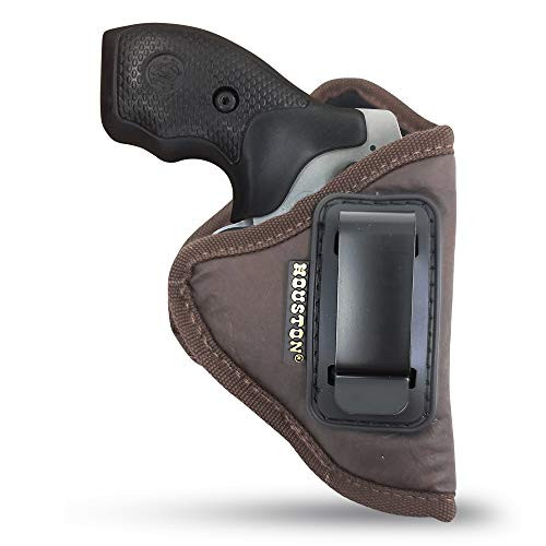 Brown IWB Revolver Holster by Houston - ECO Leather Concealed Carry Soft Material - Suede Interior for Protection - Fits Any 38 J Frames, S and W, Charter Arms, Rossi 38, Taurus,BG, LCR -Right- Brown IWB Revolver Holster by Houston - ECO Leather Concealed Carry Soft Material - Suede Interior for Protection - Fits Any 38 J Frames, S and W, Charter Arms, Rossi 38, Taurus,BG, LCR -Right-