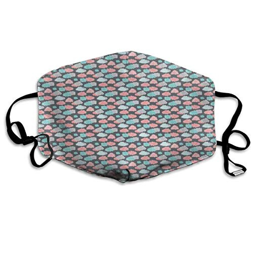 Fashion Windproof Mask Activated carbon filter Facial Decorations adult,Abstract Cloud Figures In Pastel Colors Ornamented With Curlicues And Waves Print