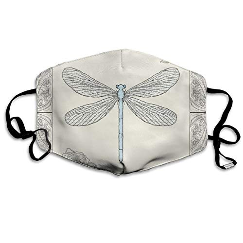 Fashion Windproof Mask Activated carbon filter Facial Decorations adult,Hand Drawn Royal Ancient Style Rose Petals Leaves And Ornate Figures Design