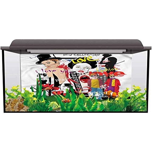 ScottDecor Aquarium Background Sticker Girls,Hipster Style Figures Quote Photography Background Undersea Backdrop L24 X H16 Inch