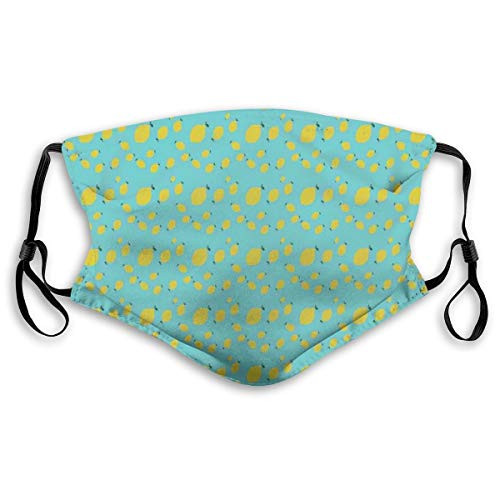Activated Carbon Filter Windproof mask for Unisex Adult,Minimalistic Design of Multisize Tiny Lemon Figures Continuous Pattern,Printed Facial Decorations