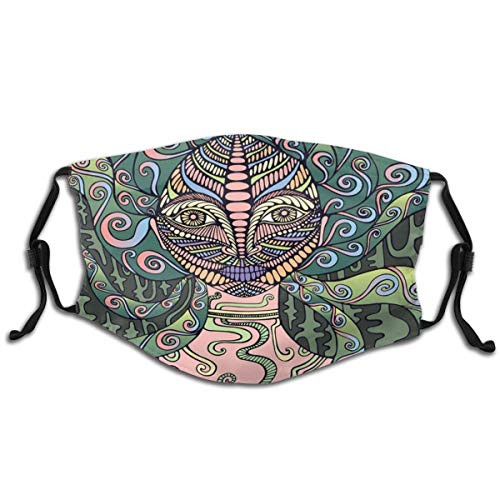 Activated carbon filter Windproof mask for Unisex,Mystic Female Figure Intricate Motifs Contemproary Artwork