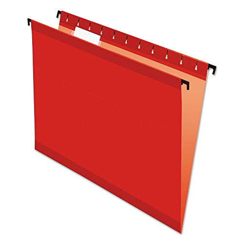 Pendaflex SureHook Hanging File Folders, Letter, 1/5 Cut, Red, 20/BX