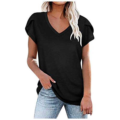 Iusun Women Short Sleeve T-Shirt Tee Tops Blouse Summer Fashion Casual V-Neck Printed Tshirts Loose Fit Tunic Tank