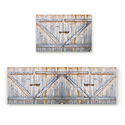 Lightrain Rustic Country Barn Wood Door 2 Piece Doormat Hallway Kitchen Runner Rug Carpet (Non-Slip) Rubber Backing Area Rug Set Floor Mat Lightrain Rustic Country Barn Wood Door 2 Piece Doormat Hallway Kitchen Runner Rug Carpet (Non-Slip) Rubber Backing Area Rug Set Floor Mat