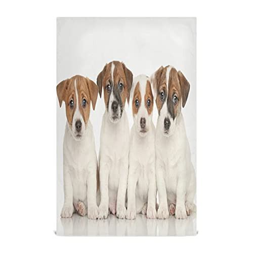 KEEPREAL Jack Russell Terrier Puppies Kitchen Dish Towel Set of 4 - 18 x 28 Inch Tea Towels - Ultra Soft and Absorbent Cleaning Cloths Set