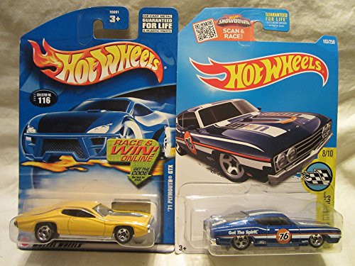 Hot Wheels 2002-116 '71 Plymouth GTX  and  HW Speed Graphics '69 Ford Torino Talladega Die Cast 2 Car Set
