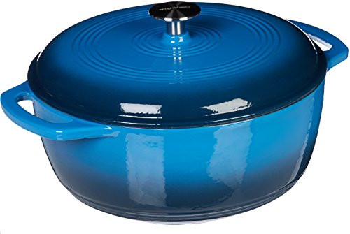 AmazonBasics Enameled Cast Iron Dutch Oven - 6-Quart, Blue