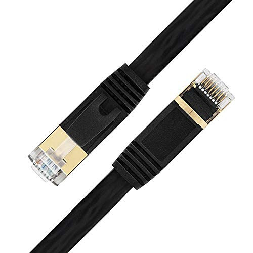 AKT Ethernet Cable RJ45 Cat7 LAN Cable STP RJ 45 Flat Network Cable Patch Cord for Modem, Router, TV, Patch Panel, PC, Laptop,10m/33ft
