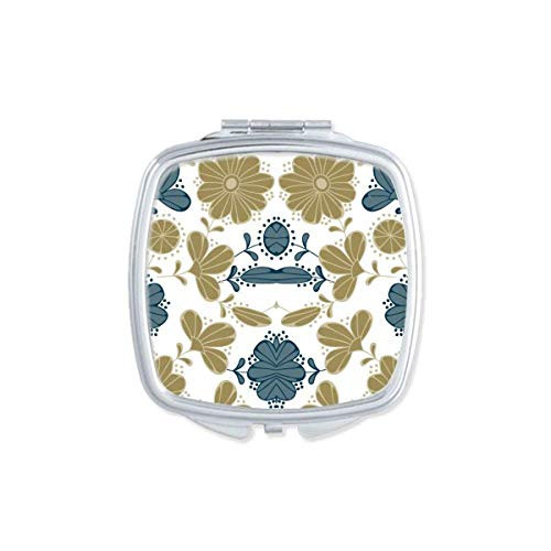 Decorative Classic Floral Pattern Golden Mirror Portable Compact Pocket Makeup Double Sided Glass