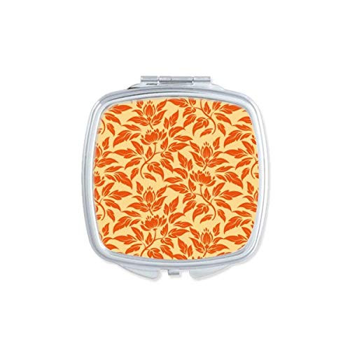 Orange Golden Decorative Classic Floral Mirror Portable Compact Pocket Makeup Double Sided Glass