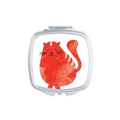 Orange Sling Fat Cat Animal Watercolor Mirror Portable Compact Pocket Makeup Double Sided Glass