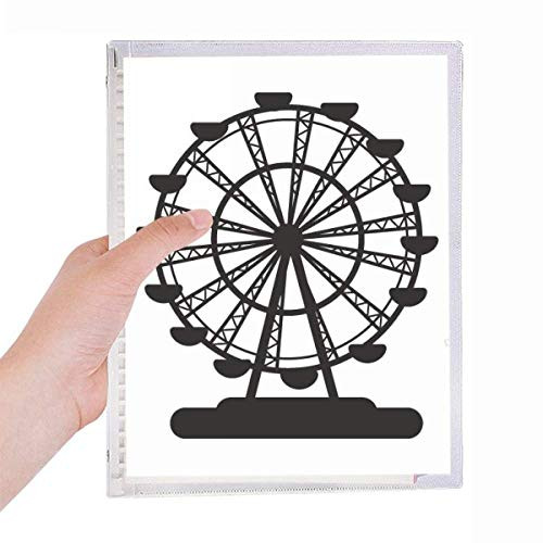 Black Ferris Wheel Amusement Park Outline Notebook Loose Leaf Diary Refillable Journal Stationery