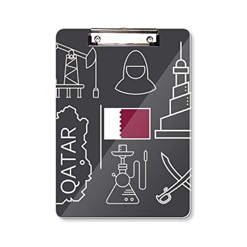 Drawing City Qatar Flag Petroleum Clipboard Folder Writing Pad Backing Plate A4