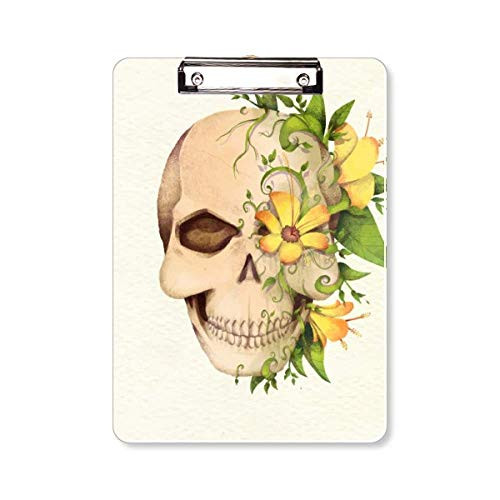 Flower Skull Skeleton Illustration Clipboard Folder Writing Pad Backing Plate A4