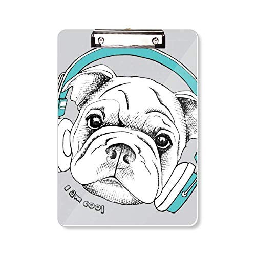 Headset Music Vitality Sounds Dog Clipboard Folder Writing Pad Backing Plate A4