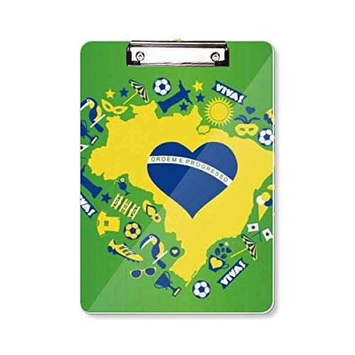 Heart-Shaped Orderm Brazil Maps Clipboard Folder Writing Pad Backing Plate A4