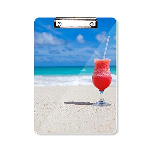 Ocean Sand Beach Watermelon Juice Picture Clipboard Folder Writing Pad Backing Plate A4