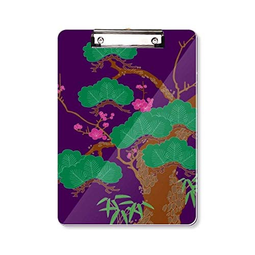 Purple Japanese Culture Green Tree Clipboard Folder Writing Pad Backing Plate A4