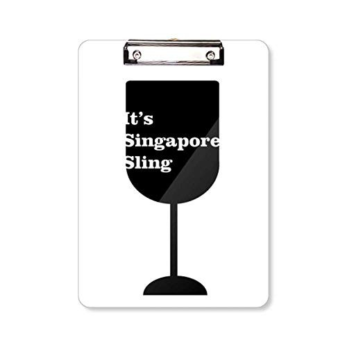 Silhouette of Singapore Sling Cocktail Clipboard Folder Writing Pad Backing Plate A4