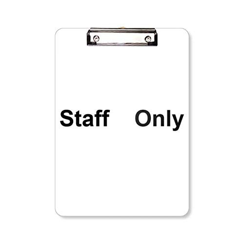 Staff Only Black Symbol Pattern Clipboard Folder Writing Pad Backing Plate A4