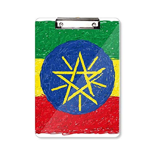 Stripes Ethiopia Flag Crayon Drawing Clipboard Folder Writing Pad Backing Plate A4
