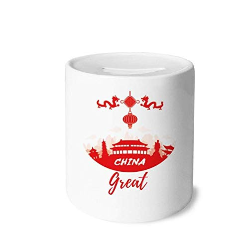 DIYthinker Red Outline China Landmark Money Box Ceramic Coin Case Piggy Bank Gift DIYthinker Red Outline China Landmark Money Box Ceramic Coin Case Piggy Bank Gift