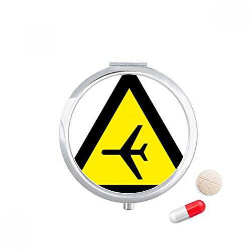 Warning Symbol Yellow Black Plane Triangle Pill Case Pocket Medicine Storage Box Container Dispenser