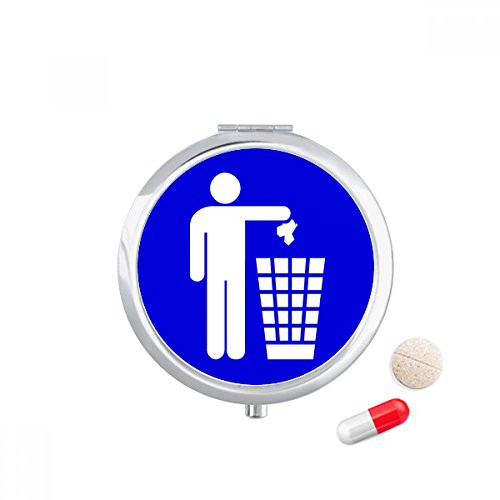 Rubbish Blue Square Warning Mark Pill Case Pocket Medicine Storage Box Container Dispenser