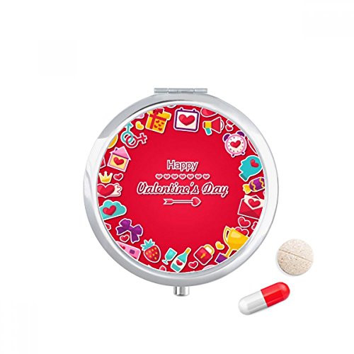 Red Happy Valentine's Day Heart Love Pill Case Pocket Medicine Storage Box Container Dispenser