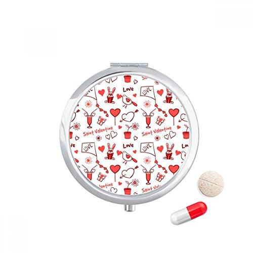 Red Saint Valentine Love Kite Rabbits Pill Case Pocket Medicine Storage Box Container Dispenser