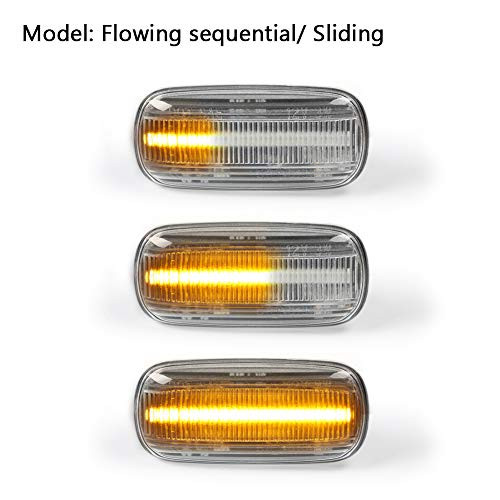 GemPro 2Pcs Dynamic Amber LED Side Marker Turn Signal Light For Audi A4 S4 B6 B7 A6 C5 TT A8, Replace OEM Side Marker Light
