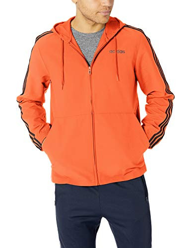 adidas Men's Essentials 3-Stripes Woven Windbreaker, True Orange, XX-Large
