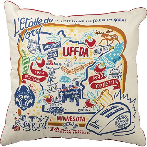 Primitives by Kathy Home Minnesota State Cotton Decorative Throw Pillow 20-Inch Square