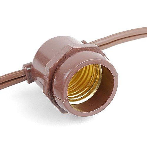 37.5 Foot S14 Edison Outdoor String Lights - Commercial Grade String Lights - Backyard Garden Gazebo  Cafe Market Light Set  Vintage Patio String Lights - Brown Wire - E26 Medium Base