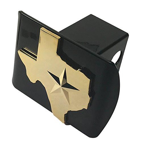 Gold Colored State of Texas with Star METAL emblem on black METAL Hitch Cover Gold Colored State of Texas with Star METAL emblem on black METAL Hitch Cover