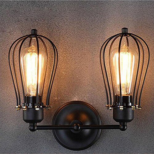 WINSOON MODERN VINTAGE INDUSTRIAL LOFT METAL DOUBLE RUSTIC SCONCE WALL LIGHT WALL LAMP