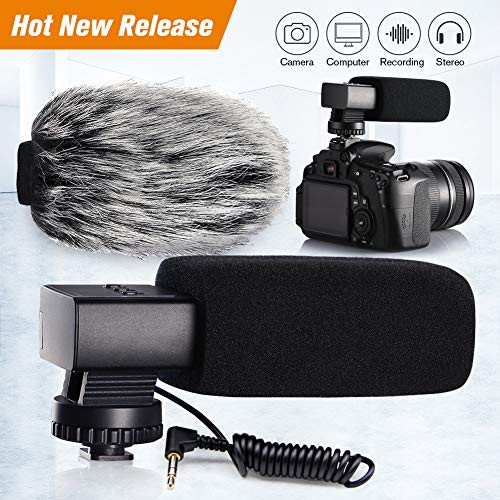 Camera Microphone,Professional Stereo Photography Interview Microphone Shotgun MIC Works with Sony Fujifilm Olympus Panasonic DSLR with Fur Wind Shield. Camera Microphone,Professional Stereo Photography Interview Microphone Shotgun MIC Works with Sony Fujifilm Olympus Panasonic DSLR with Fur Wind Shield.