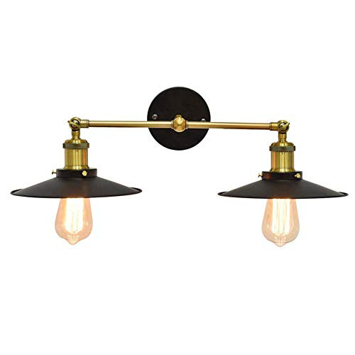 Lucoss Wall Sconces Light 2 Packs, E26 Base Black Industrial Vintage Edison Wall Lamp Fixture Simplicity Steel Finished(Bulb Not Included)